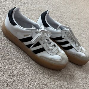 adidas Samba White and Black Gum Sole Sneakers